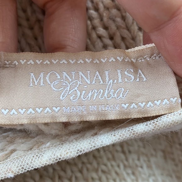 MonnaLisa Wool Knit Bimba Velvet Floral Keyhole Sweater sz 24 months - Picture 7 of 7